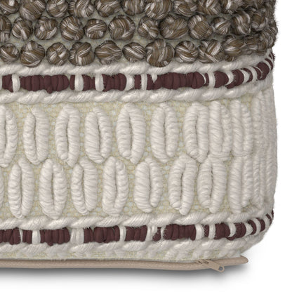 Grady 18 inch Wide Square Pouf in Earth Tone Brown Handloom Wool and Cotton image 4