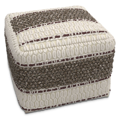 Grady 18 inch Wide Square Pouf in Earth Tone Brown Handloom Wool and Cotton image 2