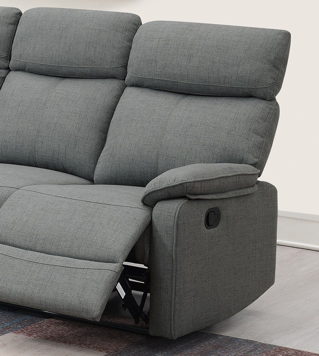 Gray Color Burlap Fabric Recliner Motion Sofa 1pc Couch Manual Motion Sofa Living Room Furniture image 7