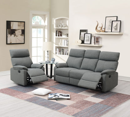 Gray Color Burlap Fabric Recliner Motion Sofa 1pc Couch Manual Motion Sofa Living Room Furniture image 5