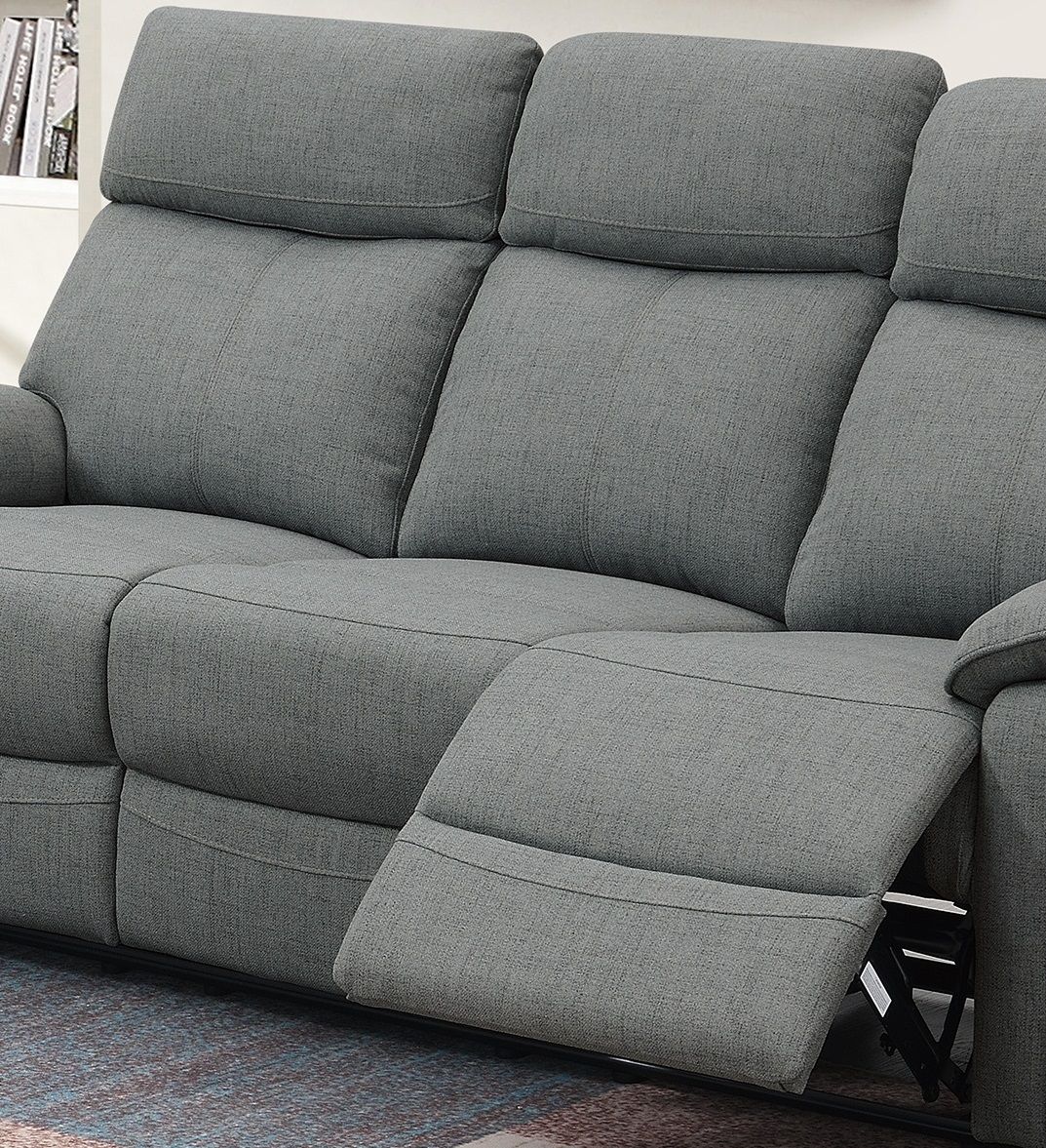 Gray Color Burlap Fabric Recliner Motion Sofa 1pc Couch Manual Motion Sofa Living Room Furniture image 8