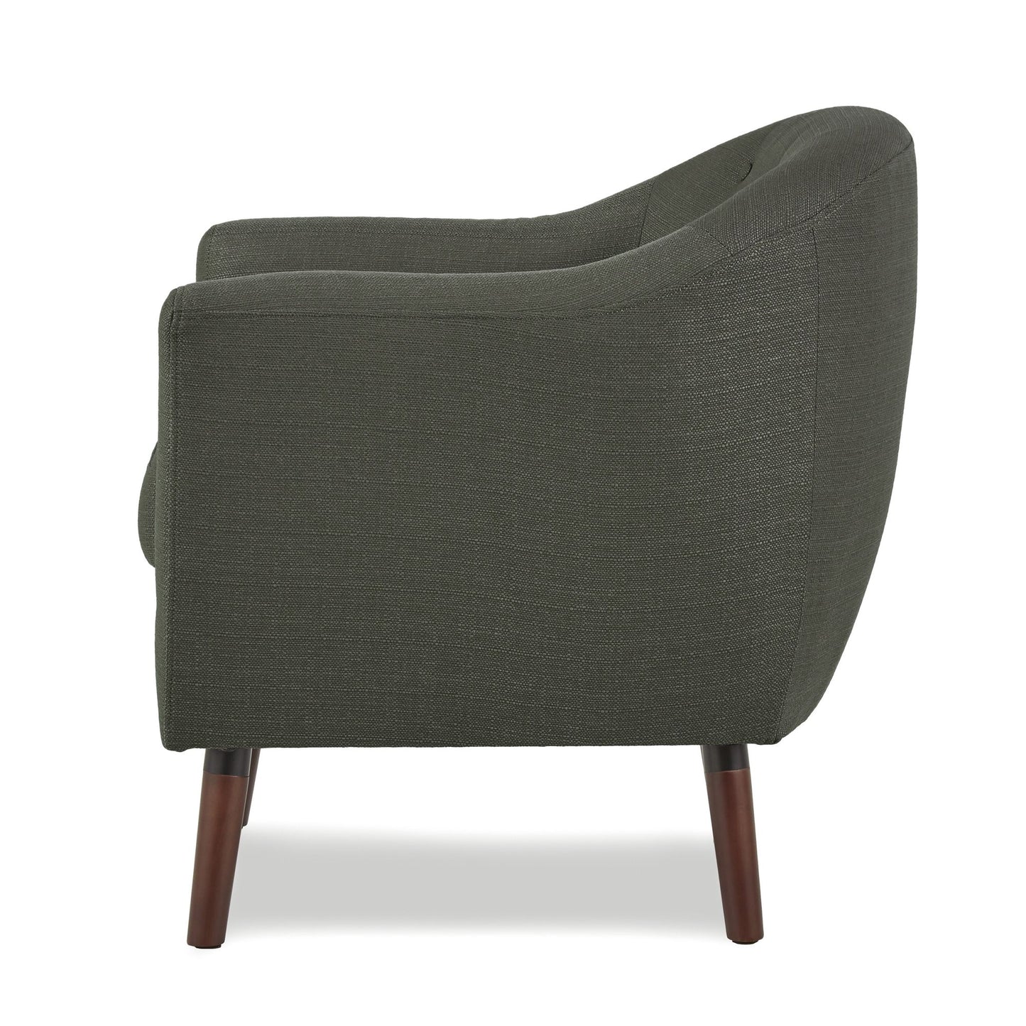 Gray Fabric Upholstered Accent Chair 1pc Espresso Finish Legs Button Tufted Solid Wood Furniture Living Room Chair image 5