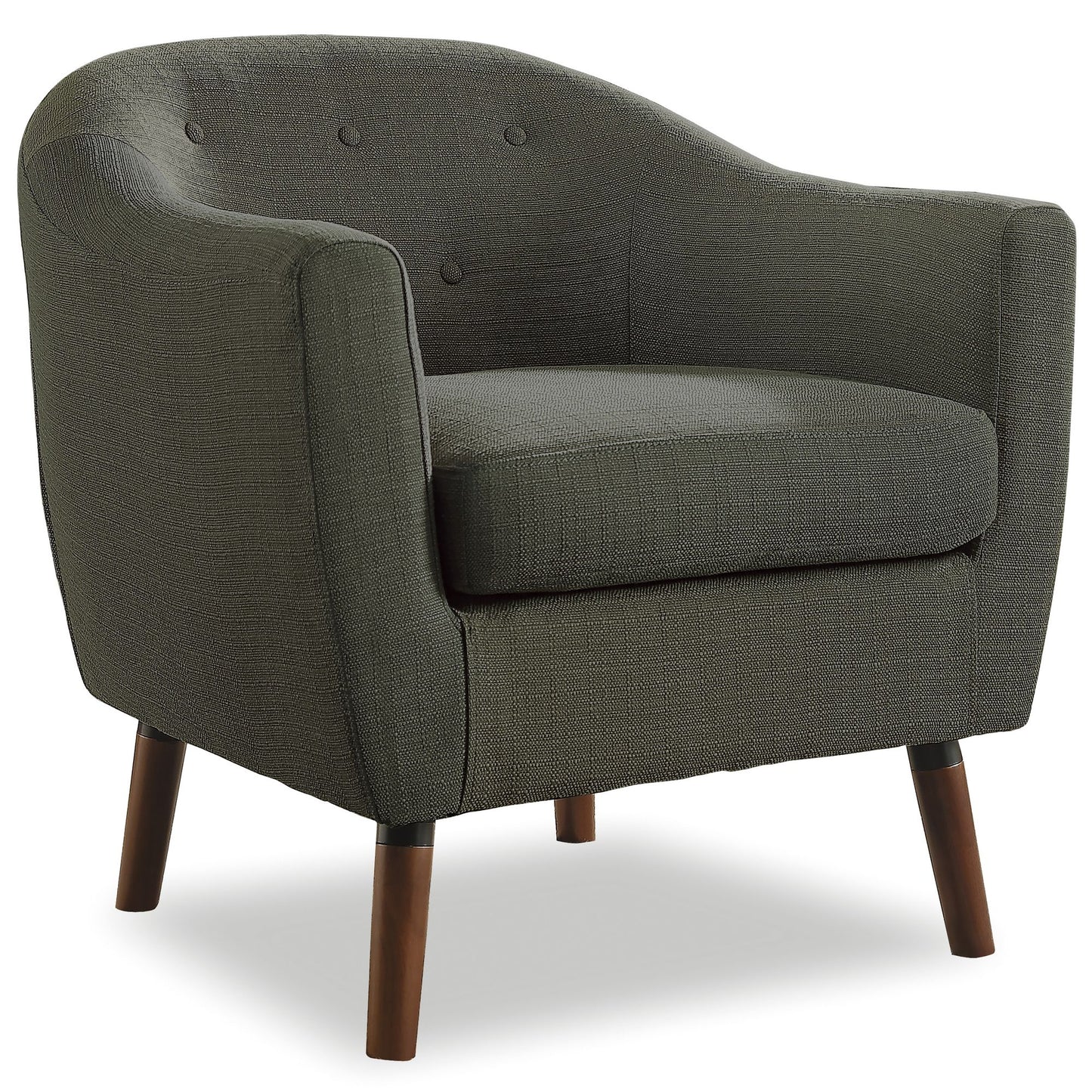 Gray Fabric Upholstered Accent Chair 1pc Espresso Finish Legs Button Tufted Solid Wood Furniture Living Room Chair image 3