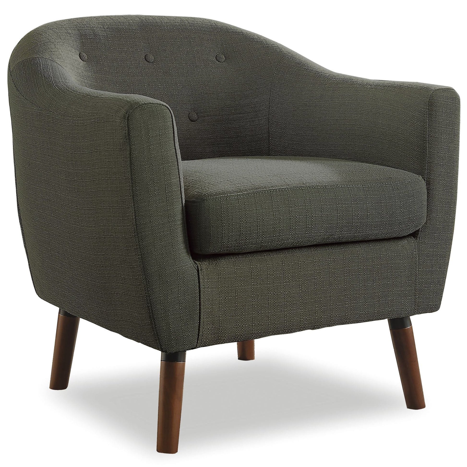 Gray Fabric Upholstered Accent Chair 1pc Espresso Finish Legs Button Tufted Solid Wood Furniture Living Room Chair image 3