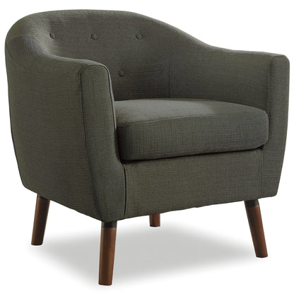 Gray Fabric Upholstered Accent Chair 1pc Espresso Finish Legs Button Tufted Solid Wood Furniture Living Room Chair image 3