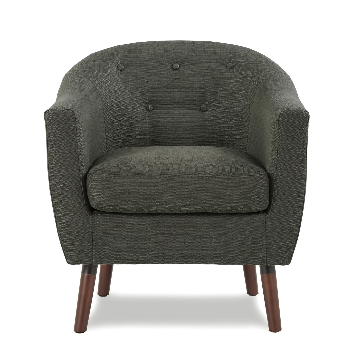 Gray Fabric Upholstered Accent Chair 1pc Espresso Finish Legs Button Tufted Solid Wood Furniture Living Room Chair image 2
