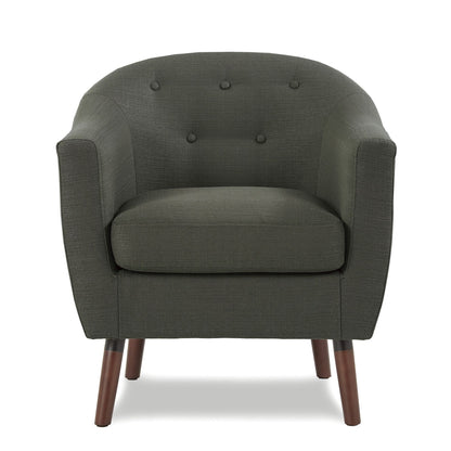 Gray Fabric Upholstered Accent Chair 1pc Espresso Finish Legs Button Tufted Solid Wood Furniture Living Room Chair image 2