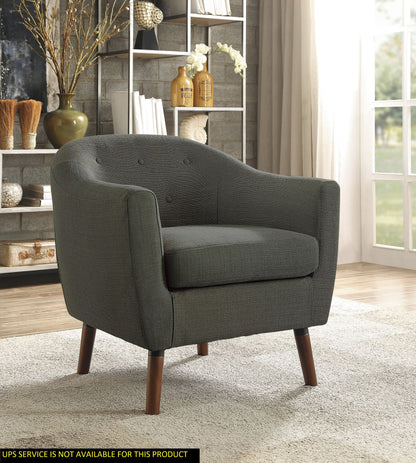 Gray Fabric Upholstered Accent Chair 1pc Espresso Finish Legs Button Tufted Solid Wood Furniture Living Room Chair image 6