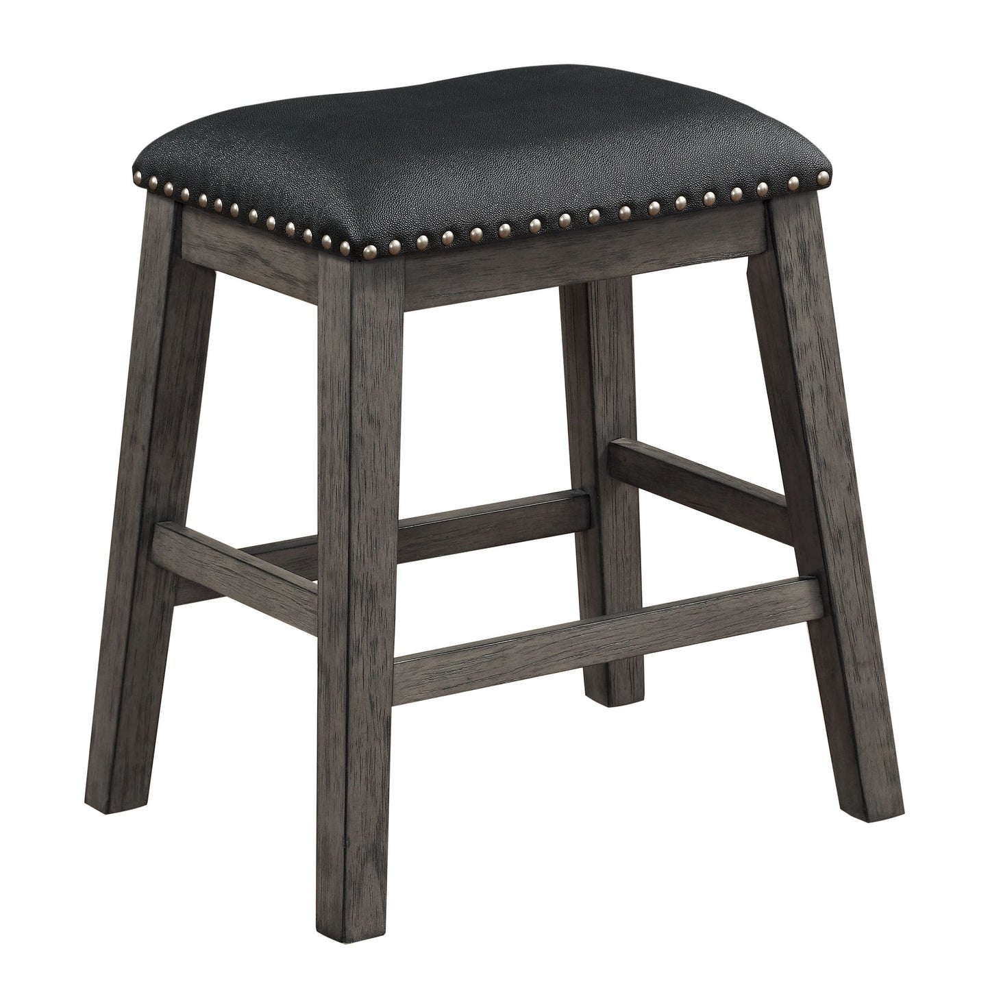 Gray Finish 5pc Counter Height Set Multifunctional Counter Height Table with 4 Stools Black Faux Leather Upholstery Nail image 7