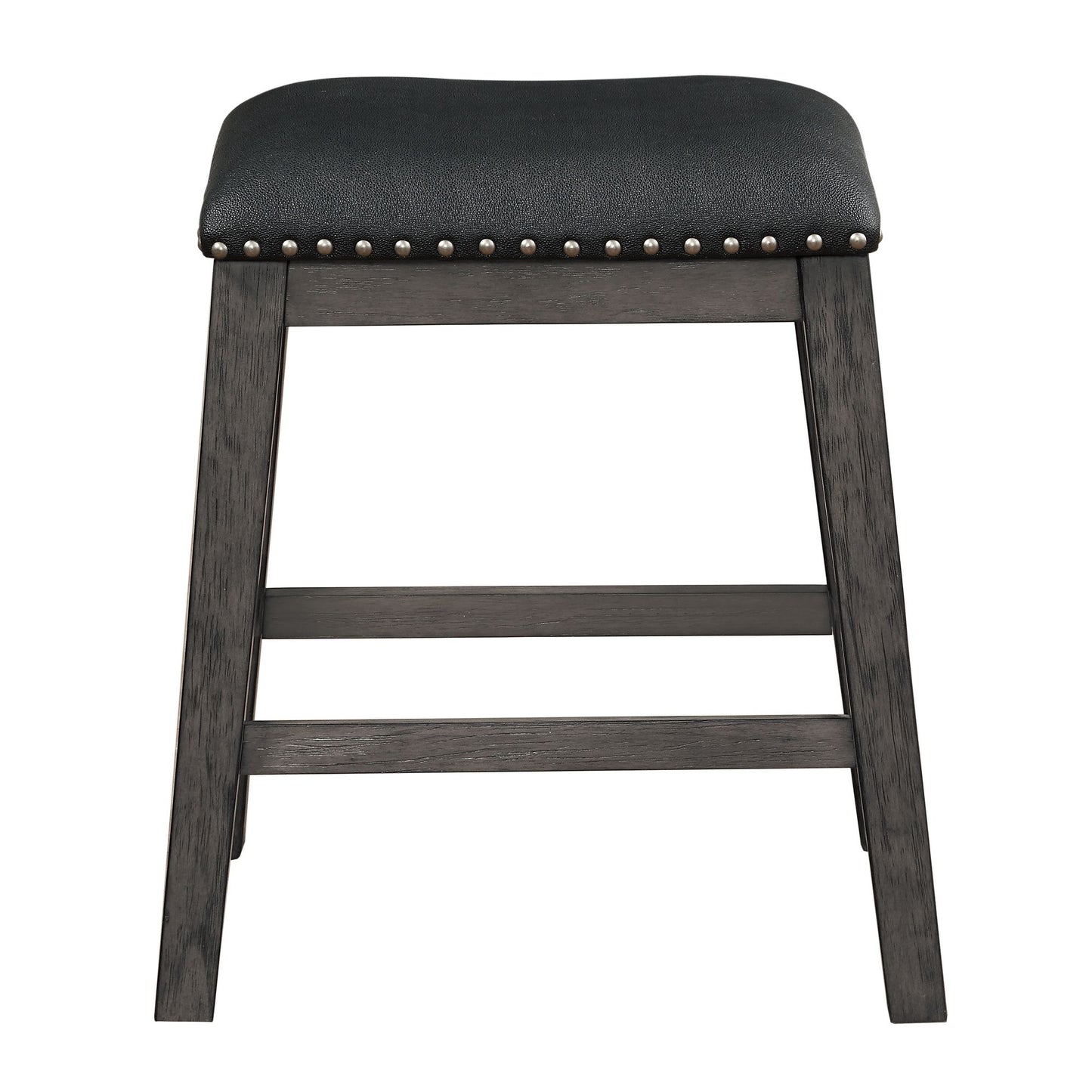 Gray Finish 5pc Counter Height Set Multifunctional Counter Height Table with 4 Stools Black Faux Leather Upholstery Nail image 9