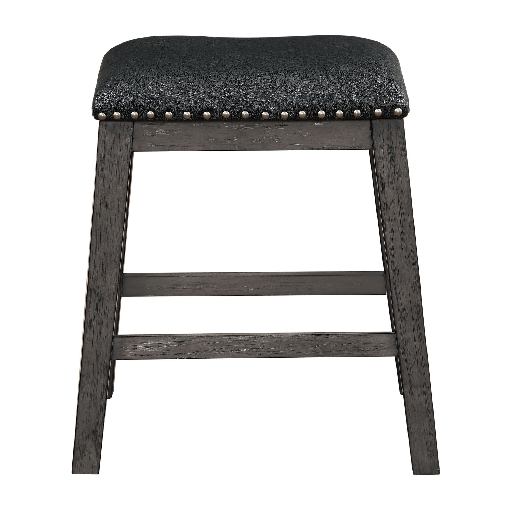 Gray Finish 5pc Counter Height Set Multifunctional Counter Height Table with 4 Stools Black Faux Leather Upholstery Nail image 9