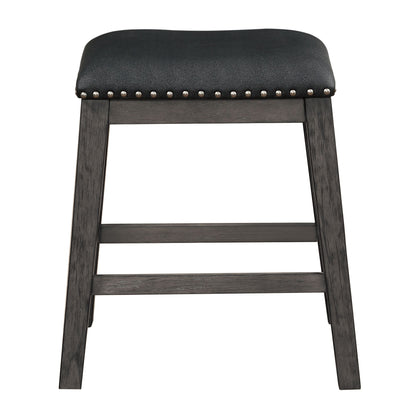 Gray Finish 5pc Counter Height Set Multifunctional Counter Height Table with 4 Stools Black Faux Leather Upholstery Nail image 9