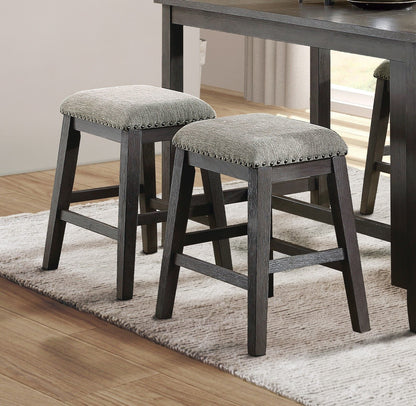 Gray Finish 5pc Counter Height Set Multifunctional Counter Height Table with 4 Stools Gray Chenille Upholstery Nailhead  image 2