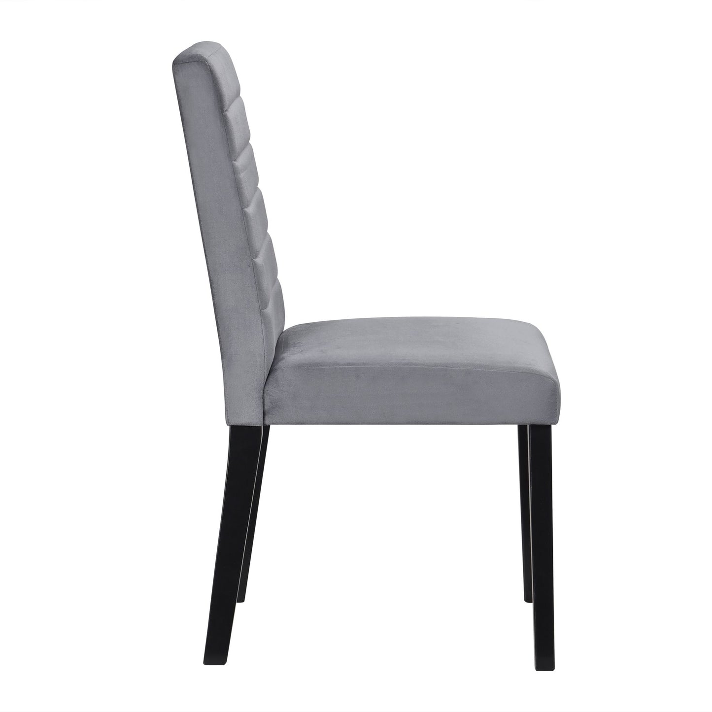Gray Velvet Upholstered Side Chairs Set of 2pc Black Finish Wood Frame Casual Dining Room Furniture image 3