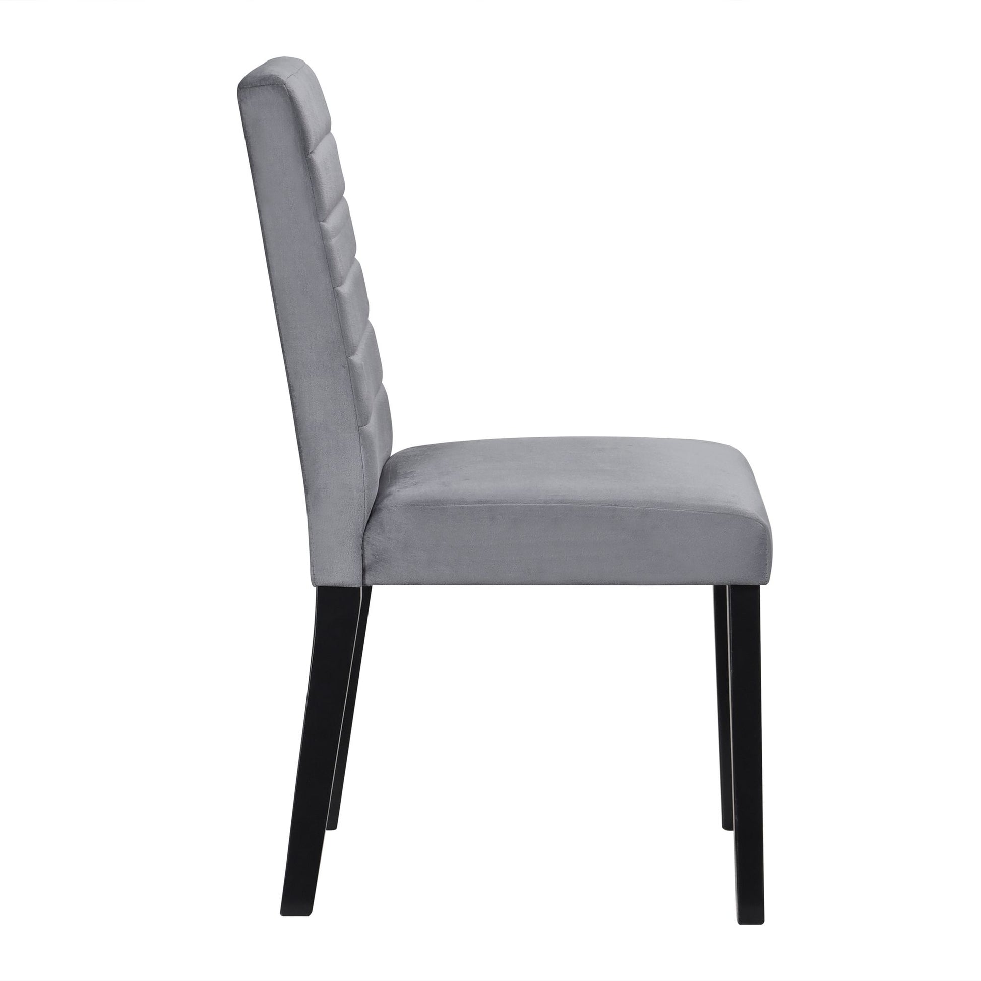 Gray Velvet Upholstered Side Chairs Set of 2pc Black Finish Wood Frame Casual Dining Room Furniture image 3