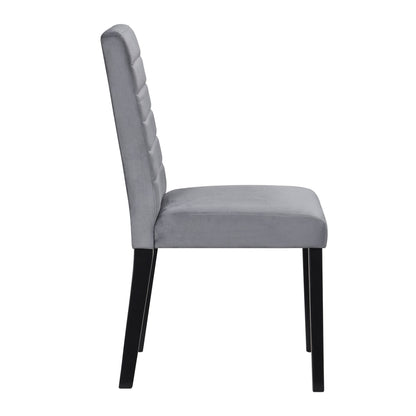 Gray Velvet Upholstered Side Chairs Set of 2pc Black Finish Wood Frame Casual Dining Room Furniture image 3
