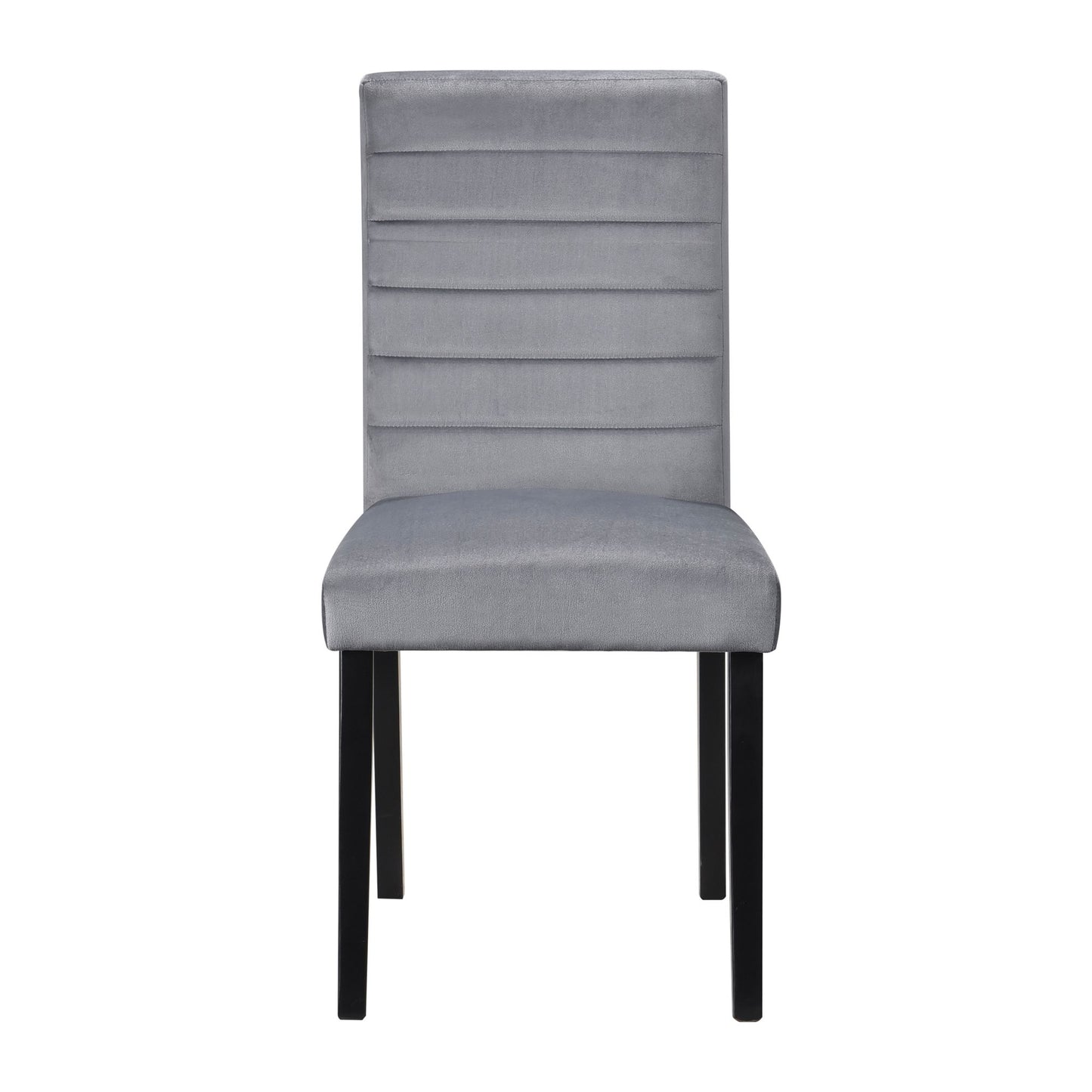 Gray Velvet Upholstered Side Chairs Set of 2pc Black Finish Wood Frame Casual Dining Room Furniture image 2