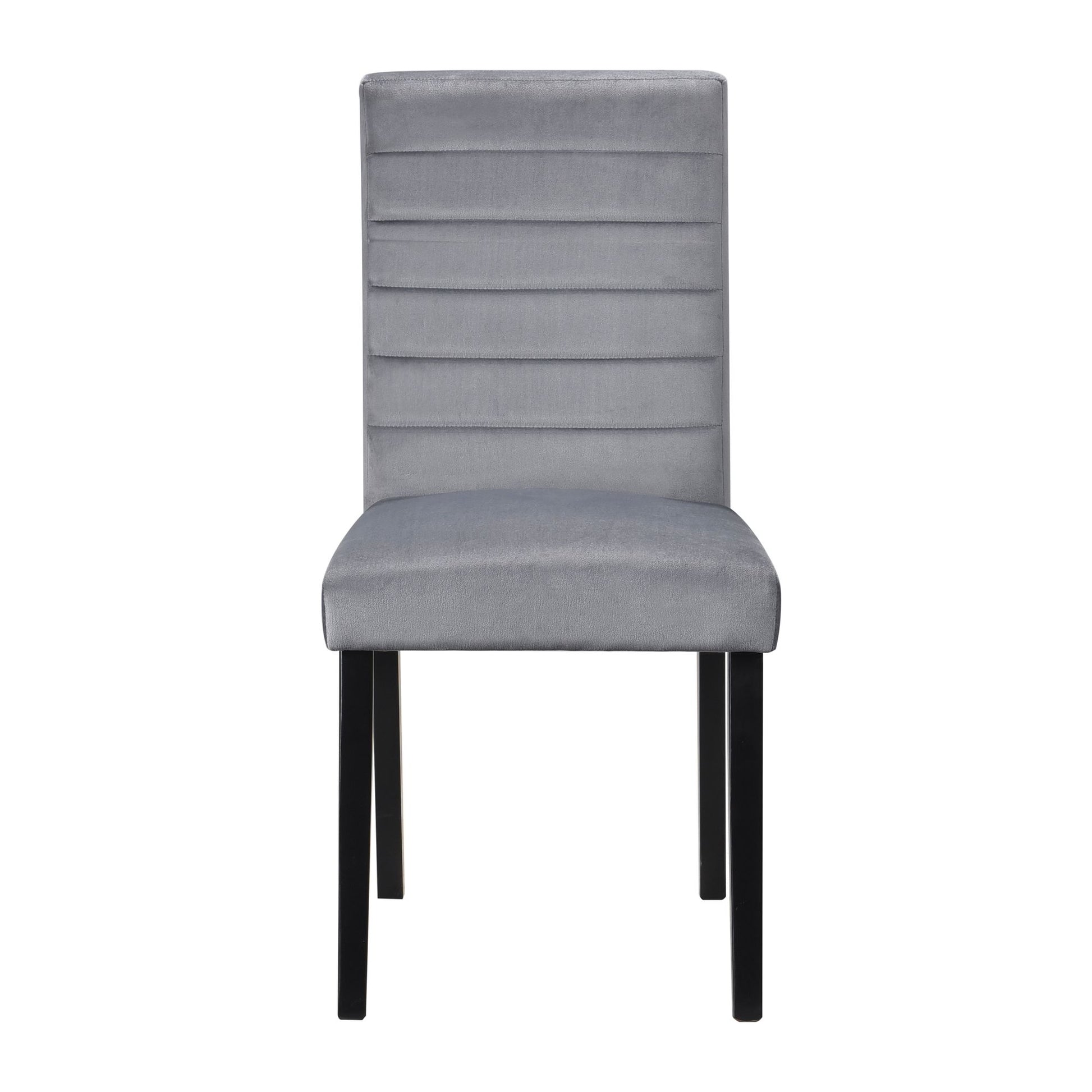 Gray Velvet Upholstered Side Chairs Set of 2pc Black Finish Wood Frame Casual Dining Room Furniture image 2