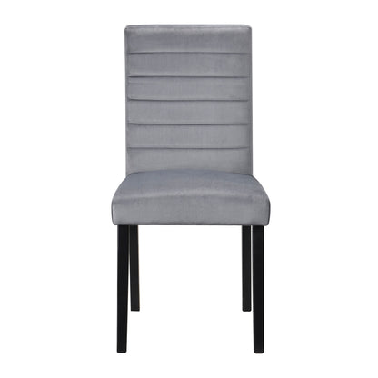 Gray Velvet Upholstered Side Chairs Set of 2pc Black Finish Wood Frame Casual Dining Room Furniture image 2