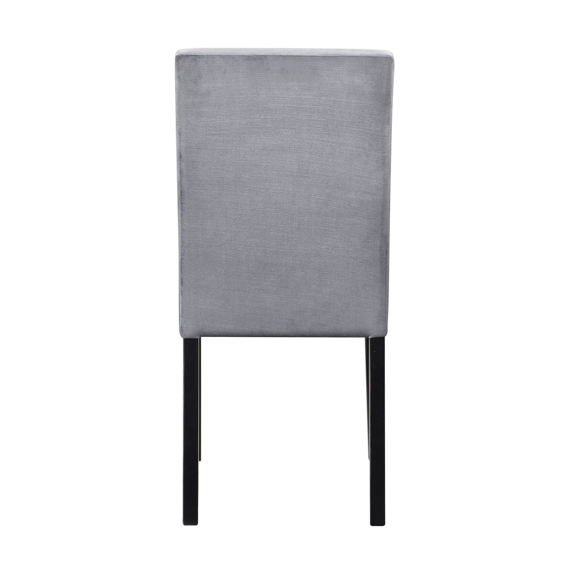 Gray Velvet Upholstered Side Chairs Set of 2pc Black Finish Wood Frame Casual Dining Room Furniture image 4
