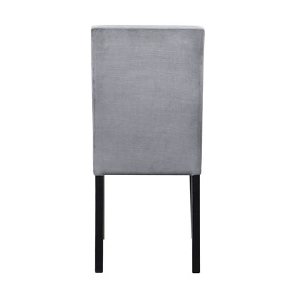 Gray Velvet Upholstered Side Chairs Set of 2pc Black Finish Wood Frame Casual Dining Room Furniture image 4
