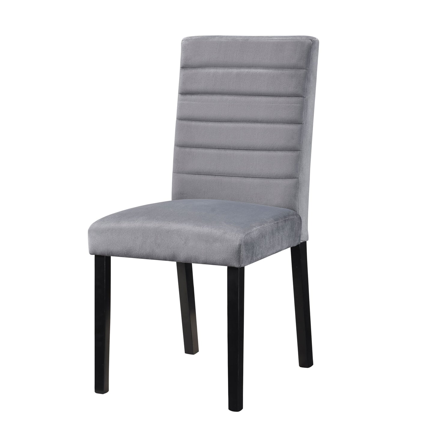 Gray Velvet Upholstered Side Chairs Set of 2pc Black Finish Wood Frame Casual Dining Room Furniture image 1