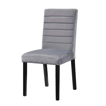 Gray Velvet Upholstered Side Chairs Set of 2pc Black Finish Wood Frame Casual Dining Room Furniture image 1