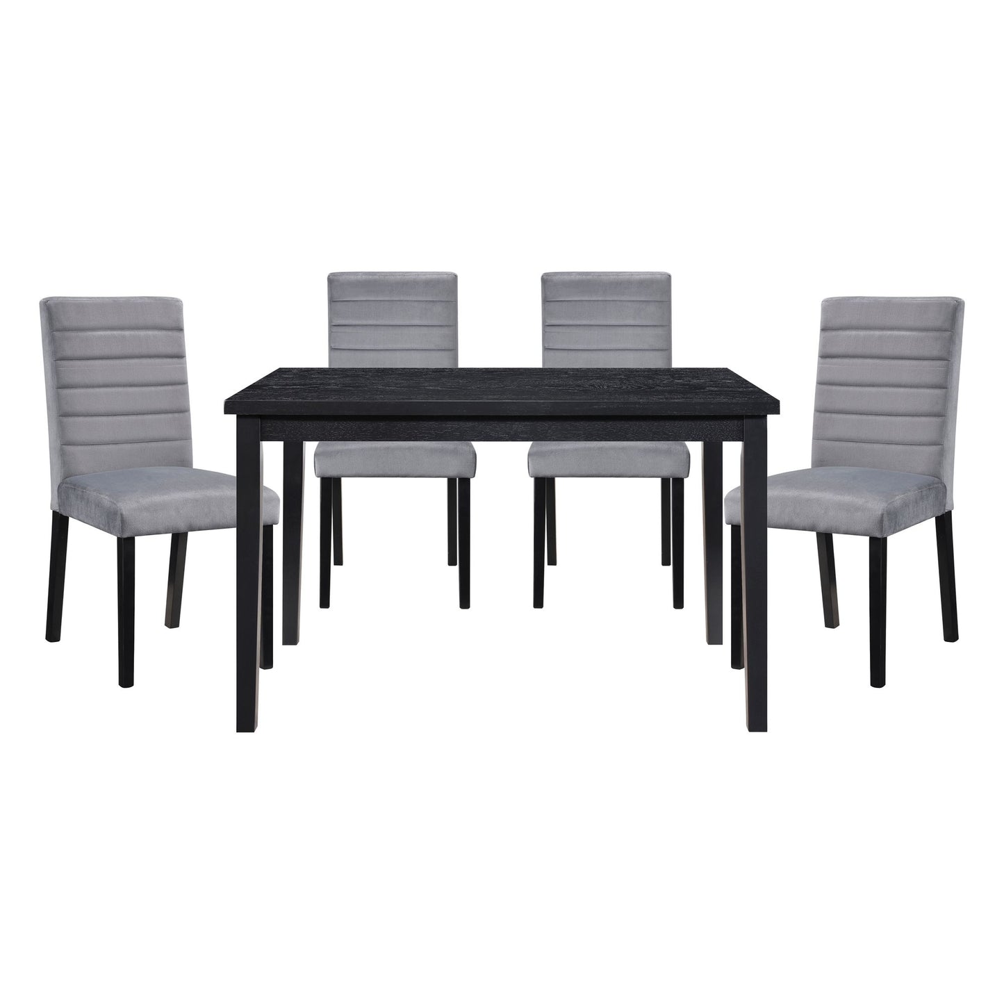 Gray Velvet Upholstered Side Chairs Set of 2pc Black Finish Wood Frame Casual Dining Room Furniture image 7