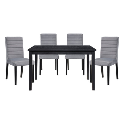 Gray Velvet Upholstered Side Chairs Set of 2pc Black Finish Wood Frame Casual Dining Room Furniture image 7