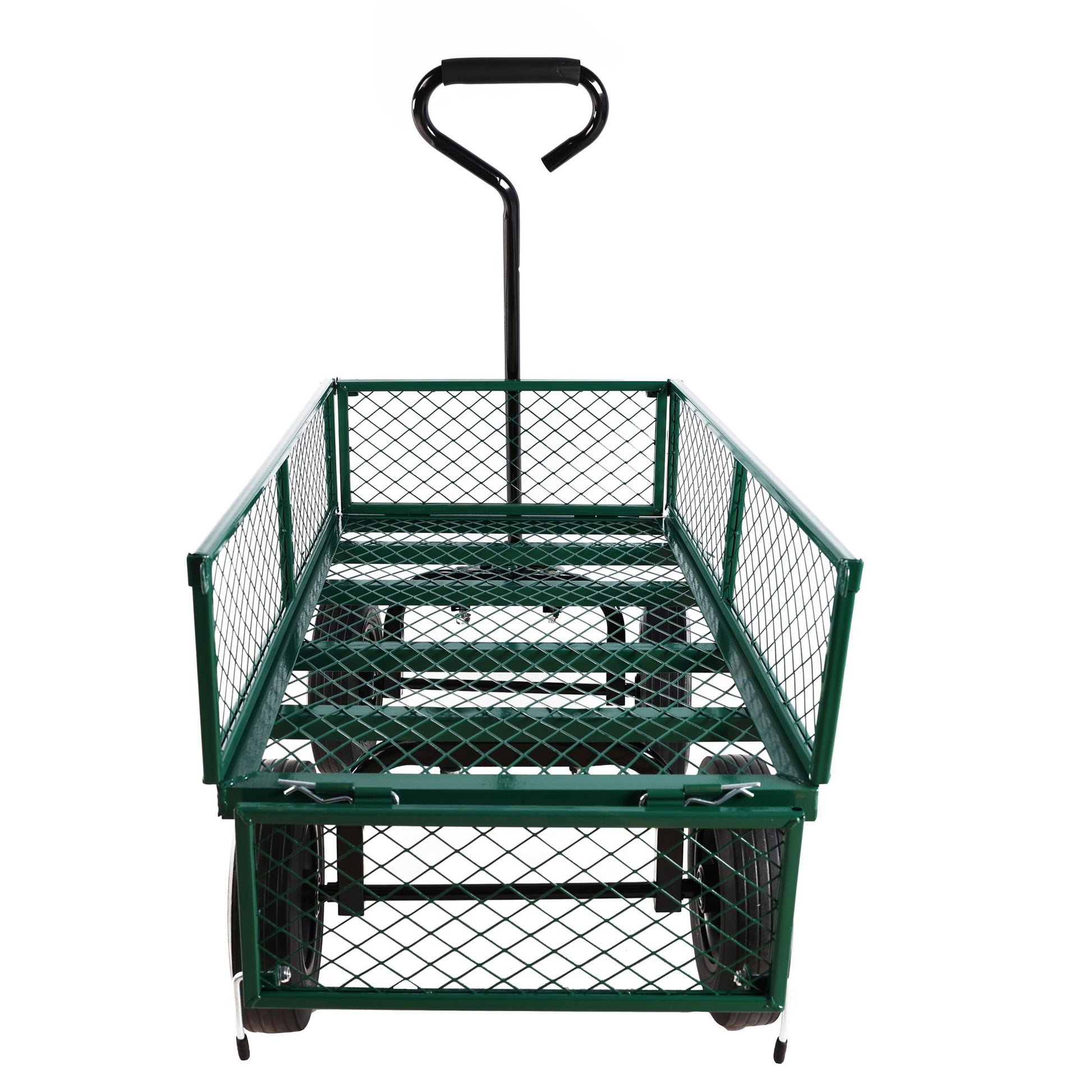 (Green solid wheels wagon cart) Solid wheels Tools cart Wagon Cart Garden cart trucks make it easier to transport firewo image 10
