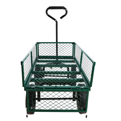(Green solid wheels wagon cart) Solid wheels Tools cart Wagon Cart Garden cart trucks make it easier to transport firewo image 10
