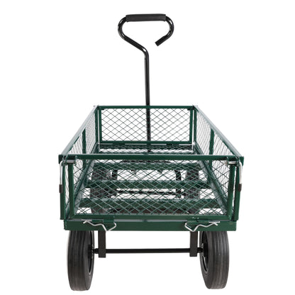 (Green solid wheels wagon cart) Solid wheels Tools cart Wagon Cart Garden cart trucks make it easier to transport firewo image 11