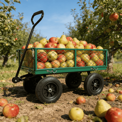 (Green solid wheels wagon cart) Solid wheels Tools cart Wagon Cart Garden cart trucks make it easier to transport firewo image 15