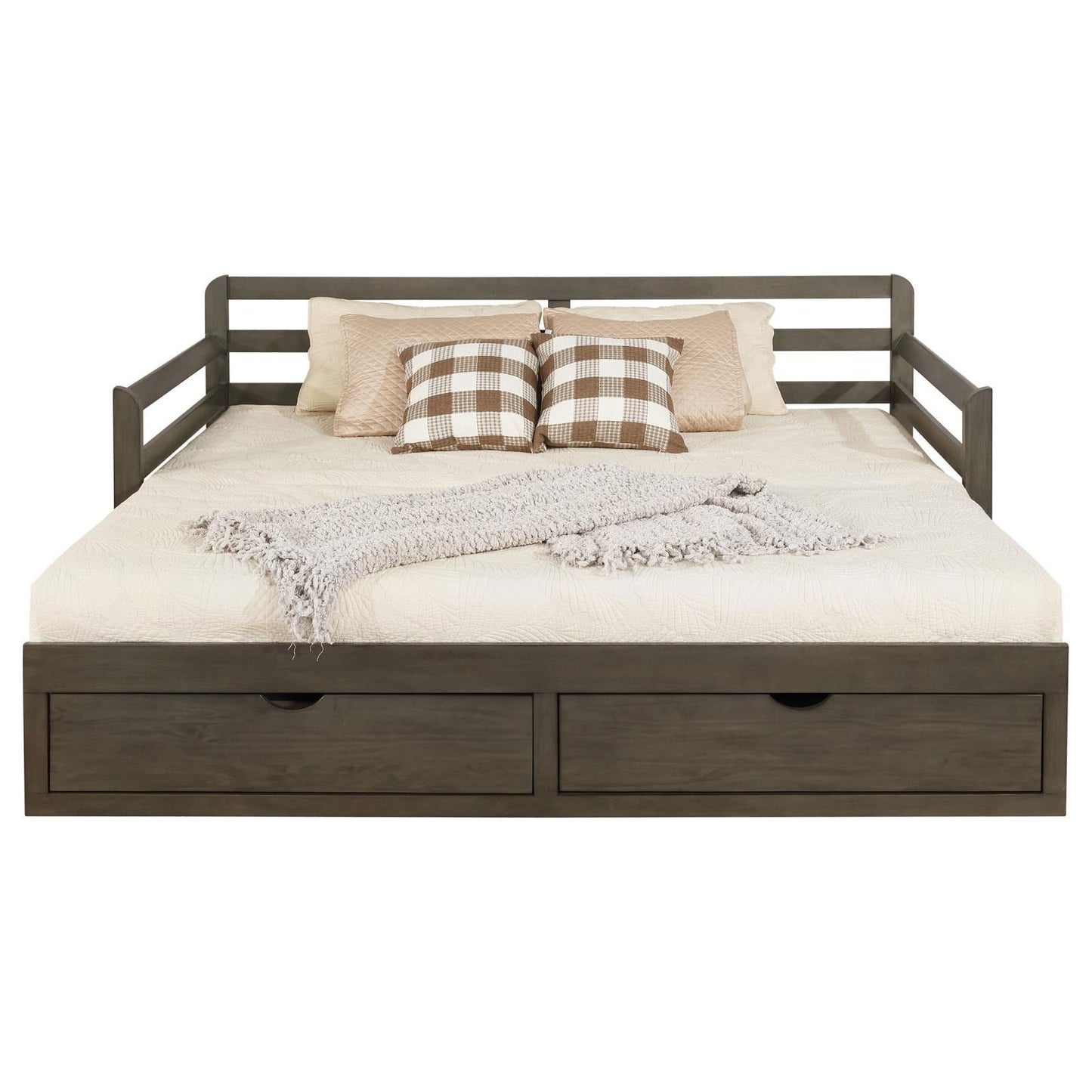Grey 2-drawer Daybed with Extension Trundle image 6