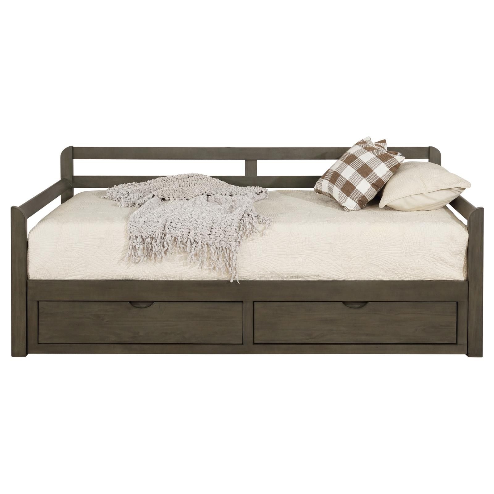 Grey 2-drawer Daybed with Extension Trundle image 5