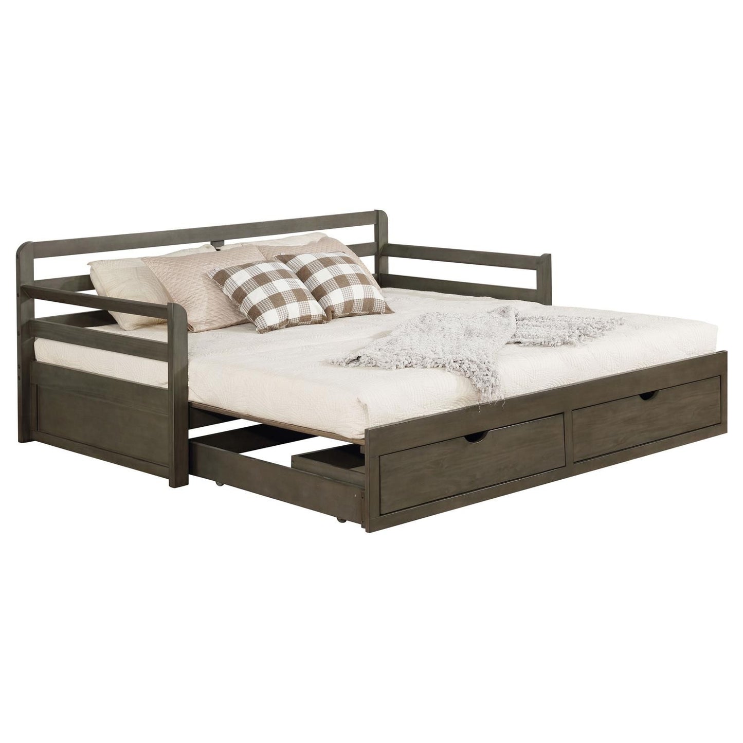 Grey 2-drawer Daybed with Extension Trundle image 4