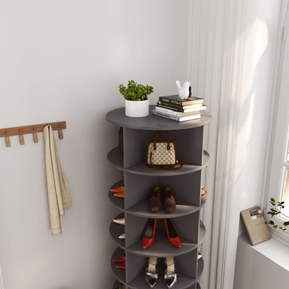 Grey 360 Rotating shoe cabinet 6 layers image 2