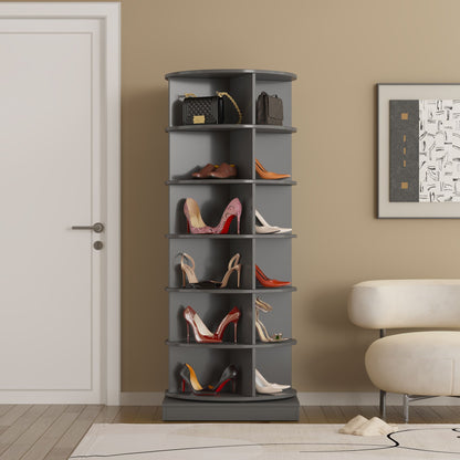 Grey 360 Rotating shoe cabinet 6 layers image 1