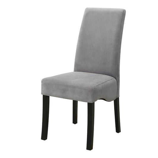 Grey and black upholstered dining chair set of 2 front view