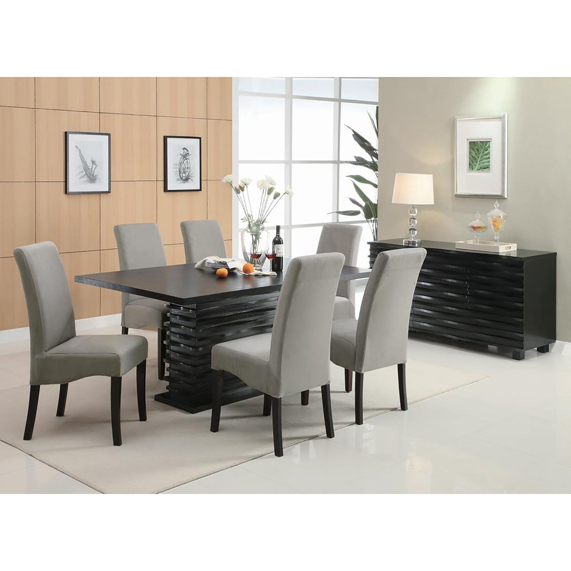 Grey and Black Upholestered Dining Chair (Set of 2) image 5