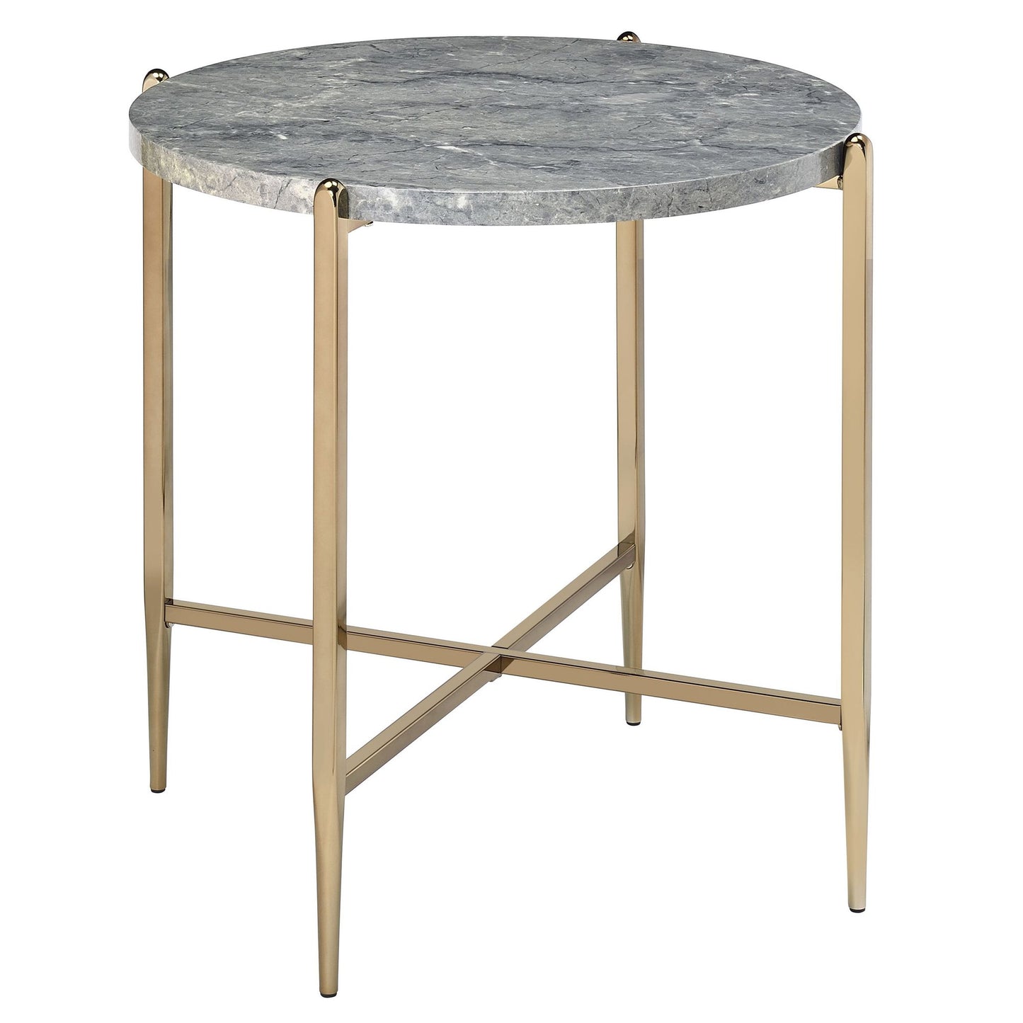 Grey and Champagne Round End Table image 1