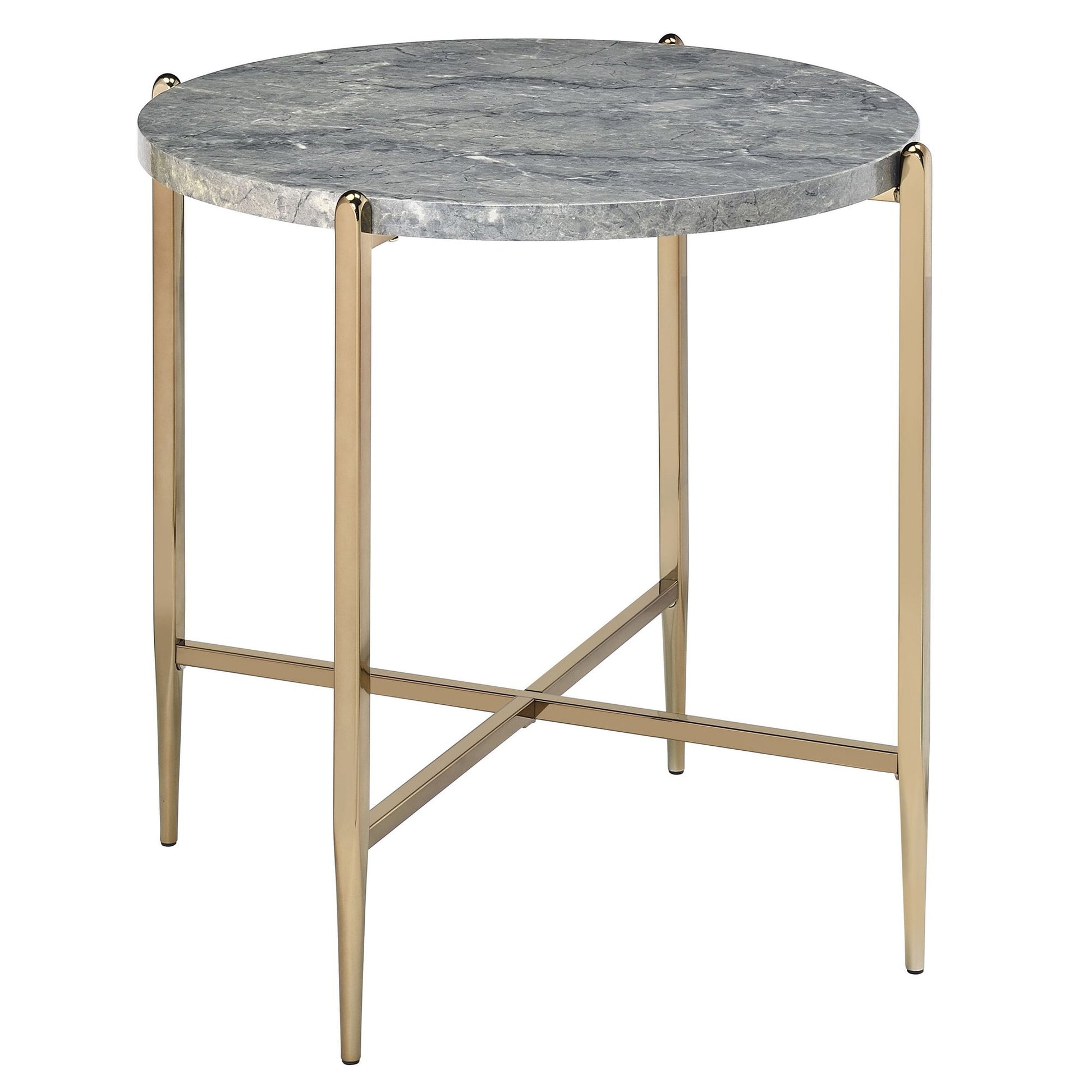 Grey and Champagne Round End Table image 1