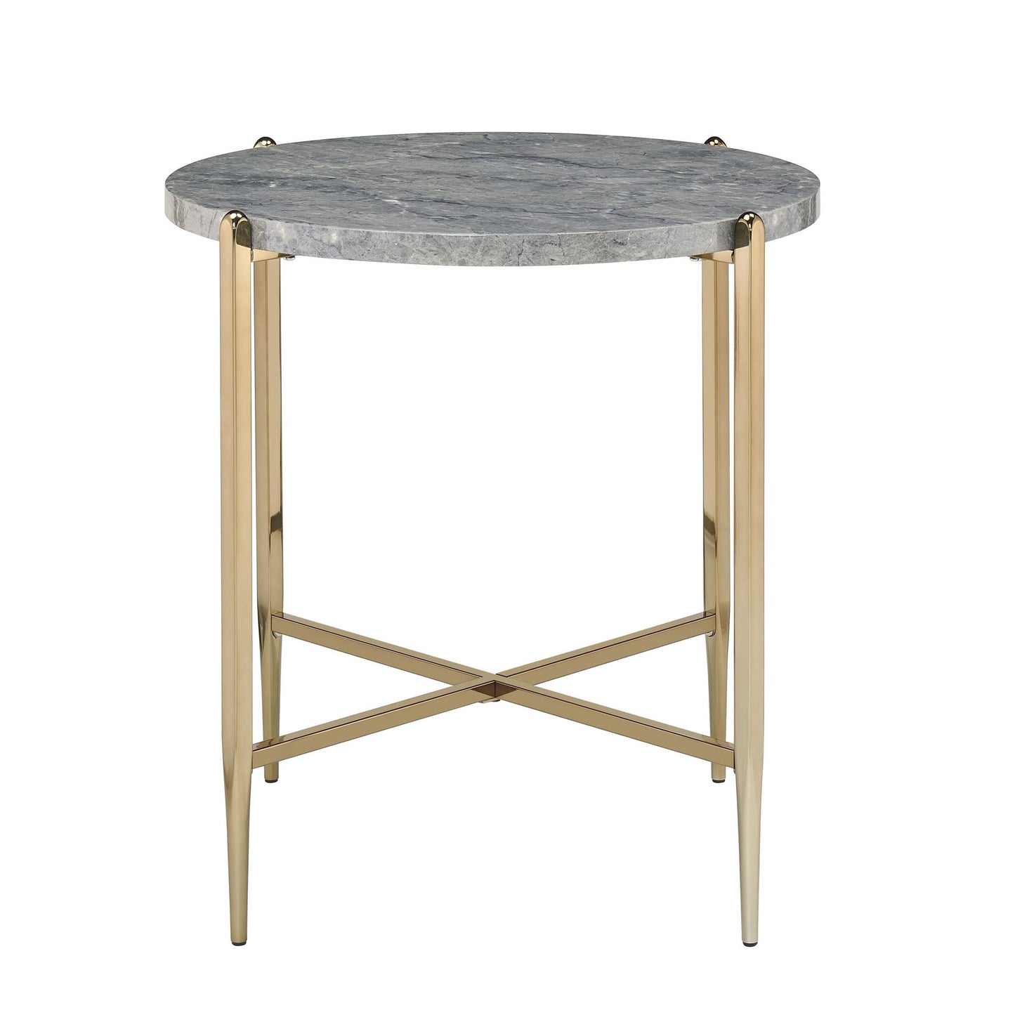 Grey and Champagne Round End Table image 2