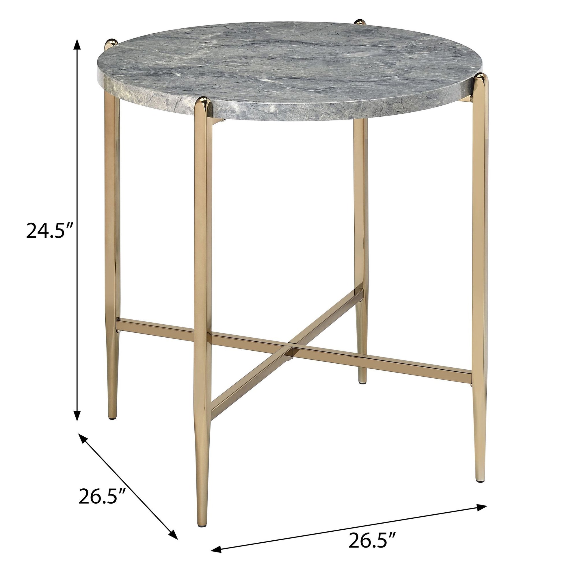 Grey and Champagne Round End Table image 5