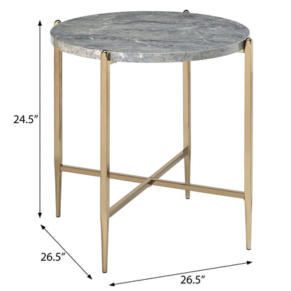 Grey and Champagne Round End Table image 5