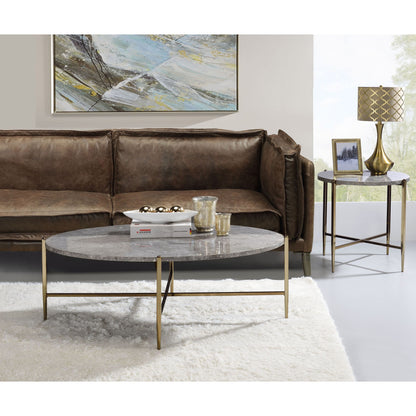 Grey and Champagne Round End Table image 6