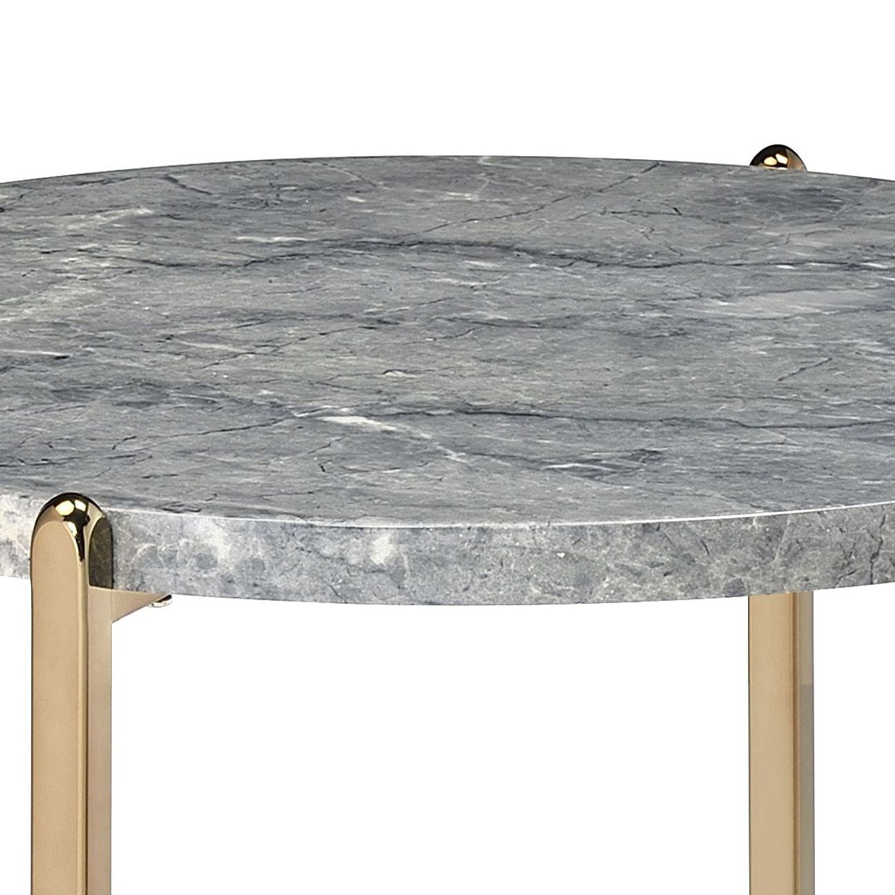 Grey and Champagne Round End Table image 3