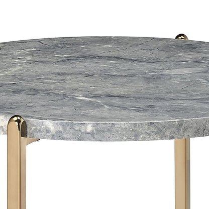 Grey and Champagne Round End Table image 3