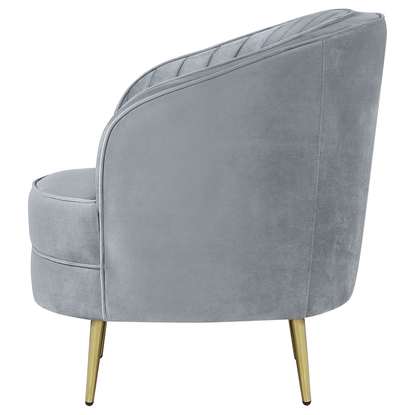 Grey and Gold Upholstered Tufted Chair image 6