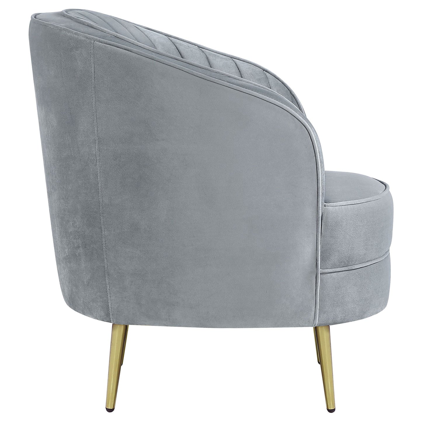 Grey and Gold Upholstered Tufted Chair image 5
